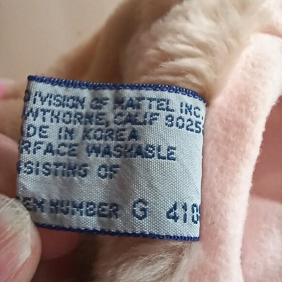 Vintage 1986 Mattel Emotions Beige Soft Bunny Hand Puppet Pink Nose Rabbit - Picture 8 of 11